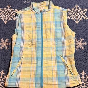 Izod Plaid Sleeveless Zip-Up Vest